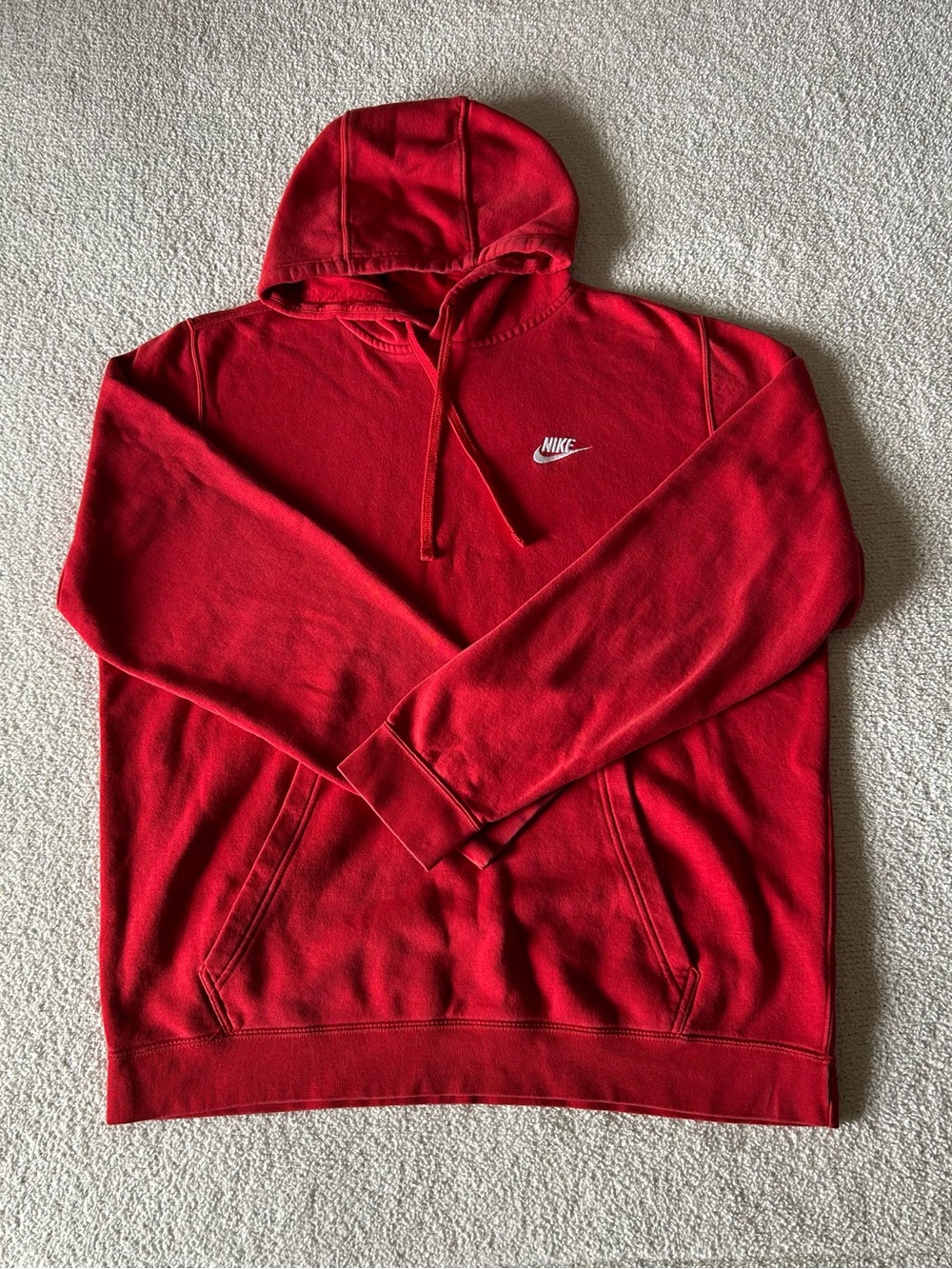 Nike Red Hoodie with White Swoosh Chest Logo